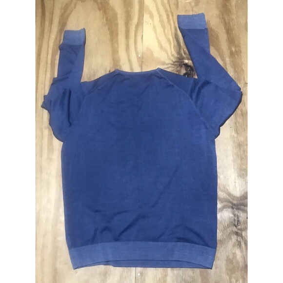 massimo dutti v neck sweater Women xL Blue Wool Pull Over @G8 - Picture 2 of 9